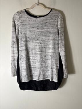 Amadi Gray Mixed Media Long Sleeve Crew NEck Shirt Sz S